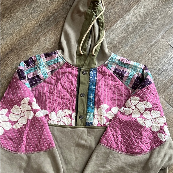 We The Free Patchwork Hoodie - Pink, Green, and Tan - Picture 10 of 11